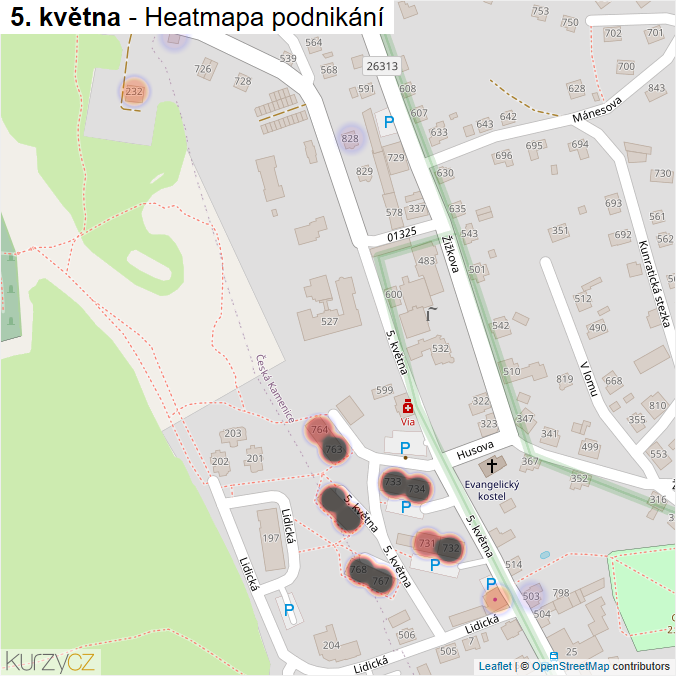 Mapa 5. května - Firmy v ulici.