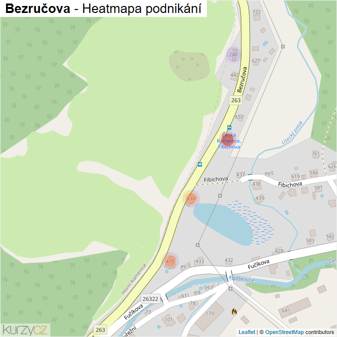 Mapa Bezručova - Firmy v ulici.