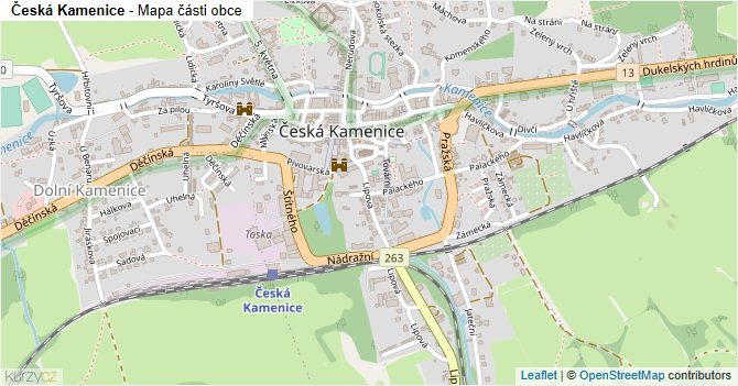 Česká Kamenice - mapa části obce