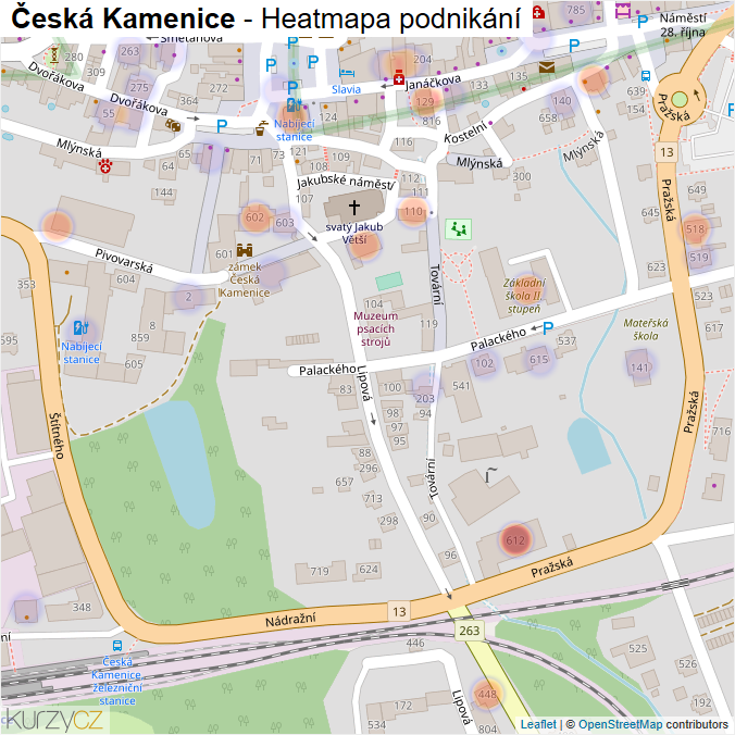 Mapa Česká Kamenice - Firmy v části obce.