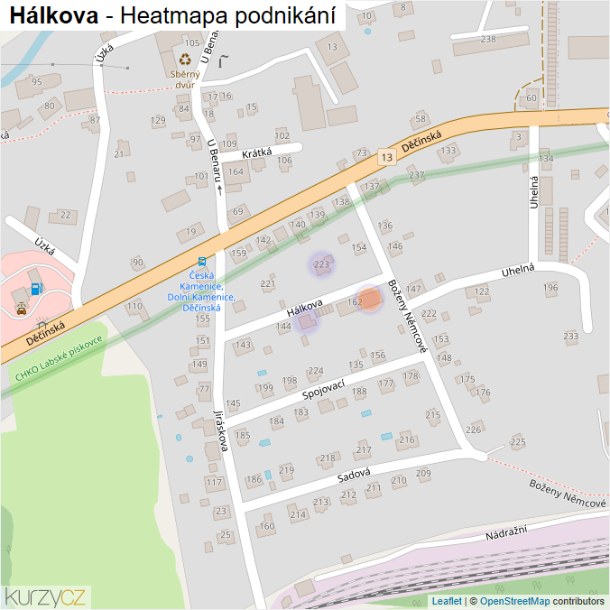 Mapa Hálkova - Firmy v ulici.