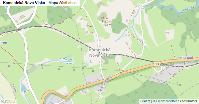 Kamenická Nová Víska - mapa části obce