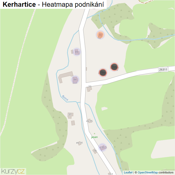 Mapa Kerhartice - Firmy v části obce.