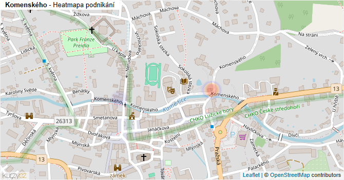 Komenského - mapa podnikání