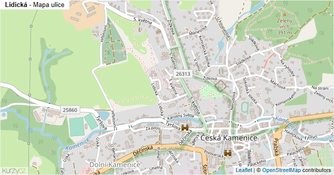 Lidická - mapa ulice