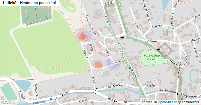 Lidická - mapa podnikání