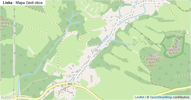 Líska - mapa části obce