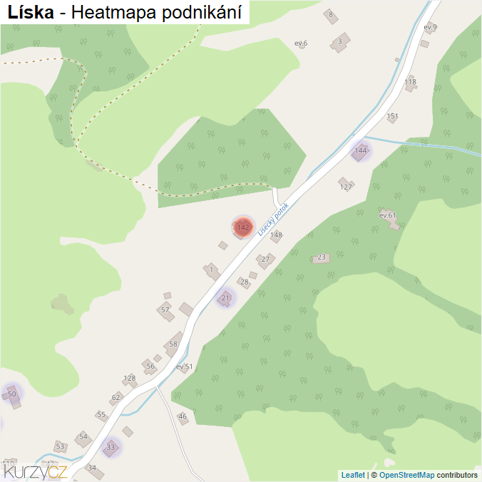 Mapa Líska - Firmy v části obce.