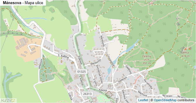 Mánesova - mapa ulice