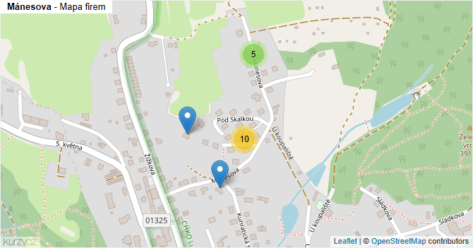 Mánesova - mapa firem