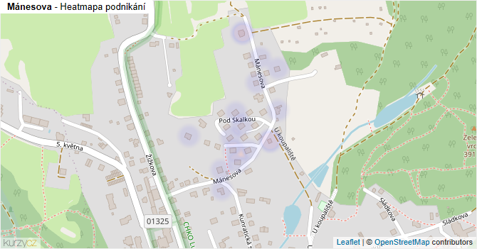 Mánesova - mapa podnikání