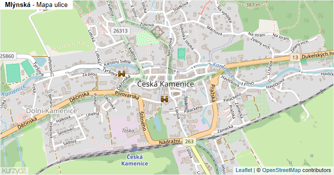 Mlýnská - mapa ulice