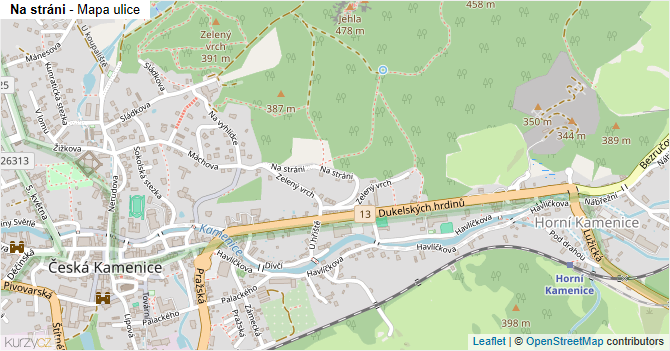 Na stráni - mapa ulice