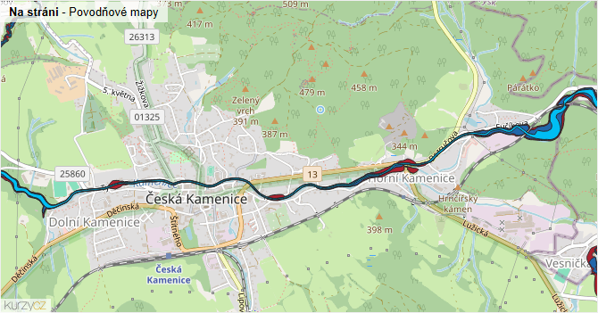 Na stráni - záplavové mapy stoleté vody