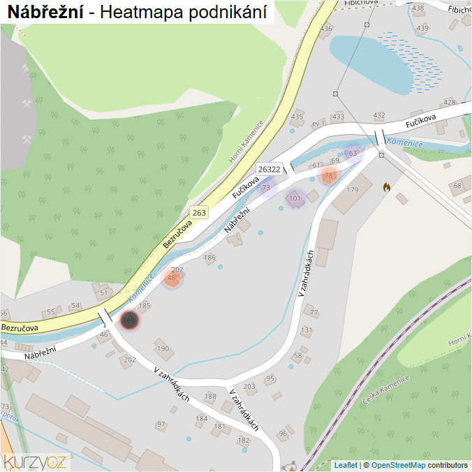 Mapa Nábřežní - Firmy v ulici.