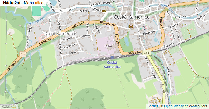 Nádražní - mapa ulice