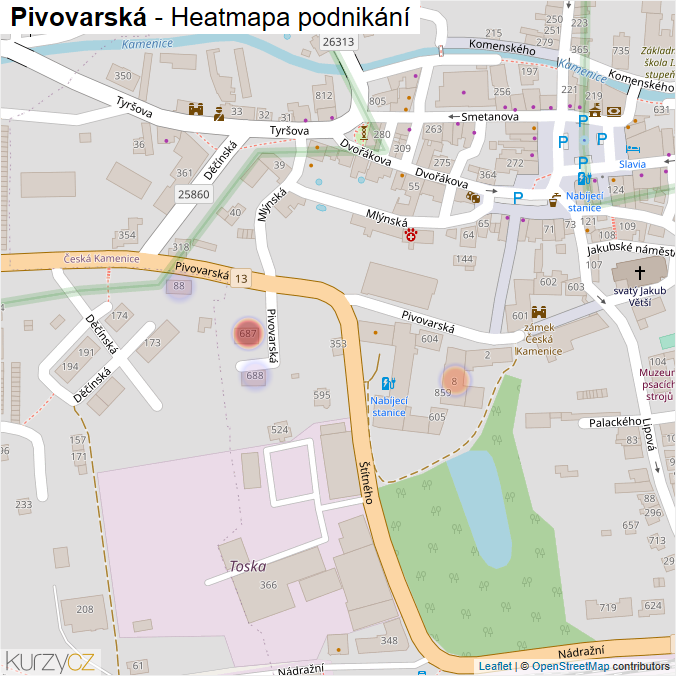 Mapa Pivovarská - Firmy v ulici.