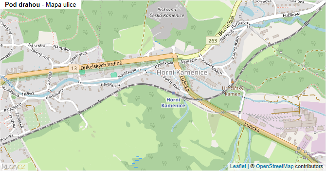 Pod drahou - mapa ulice