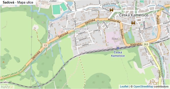 Sadová - mapa ulice