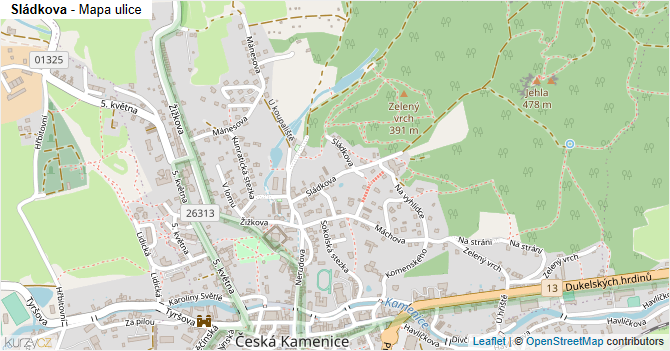 Sládkova - mapa ulice