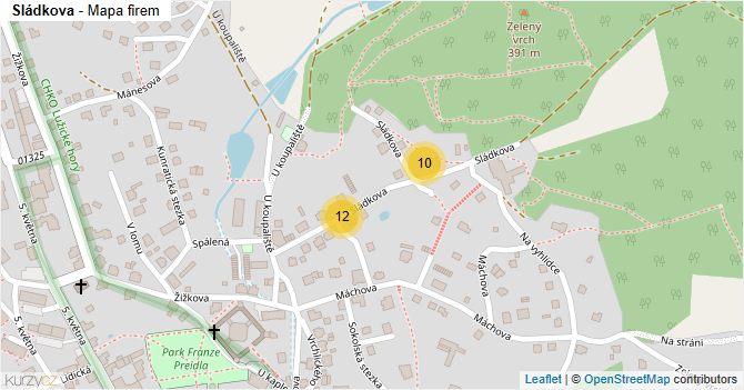 Sládkova - mapa firem