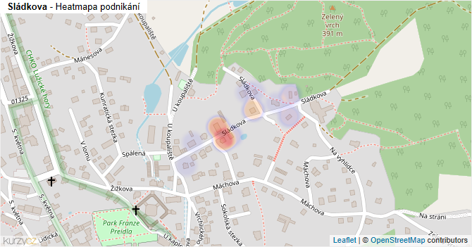 Sládkova - mapa podnikání
