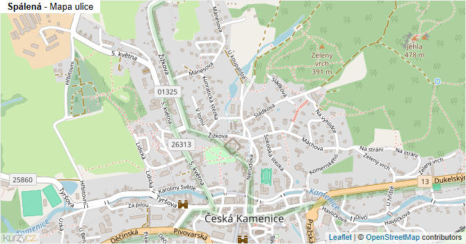 Spálená - mapa ulice