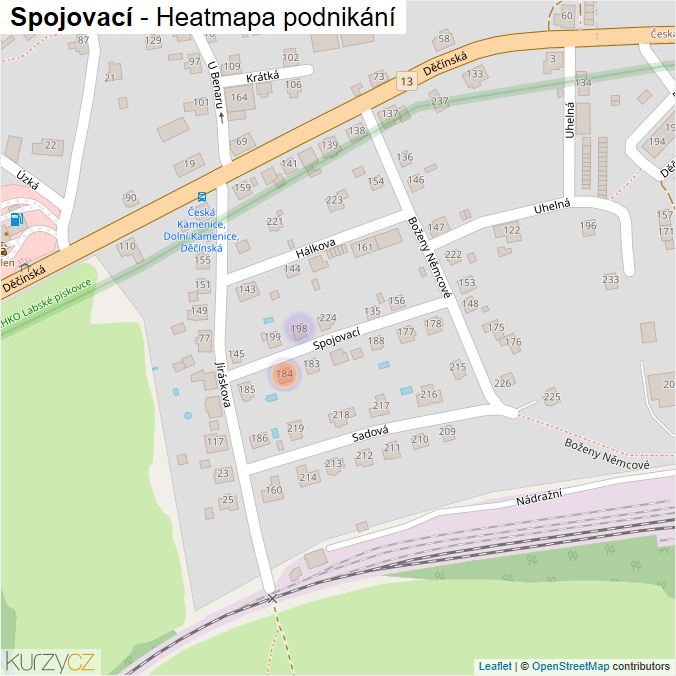Mapa Spojovací - Firmy v ulici.