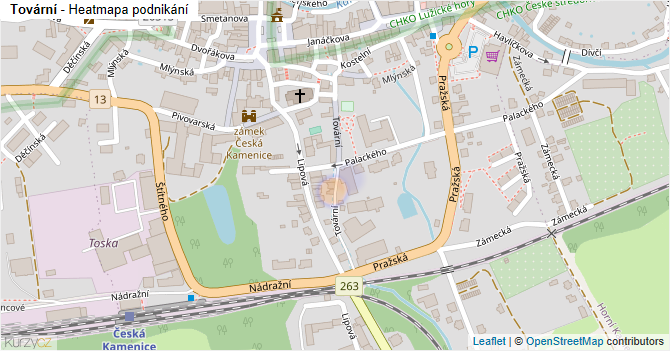 Tovární - mapa podnikání