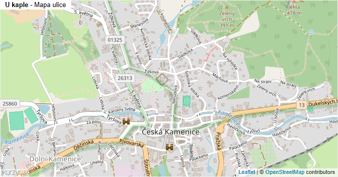 U kaple - mapa ulice