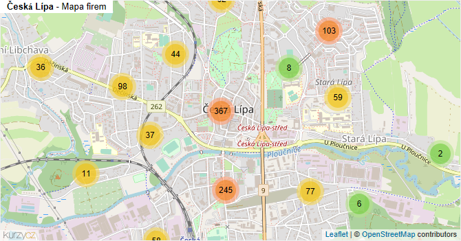 Česká Lípa - mapa firem