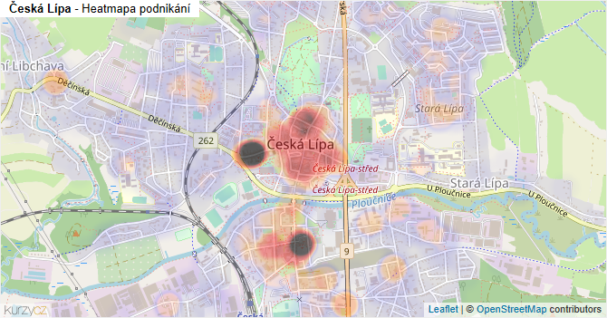 Česká Lípa - mapa podnikání