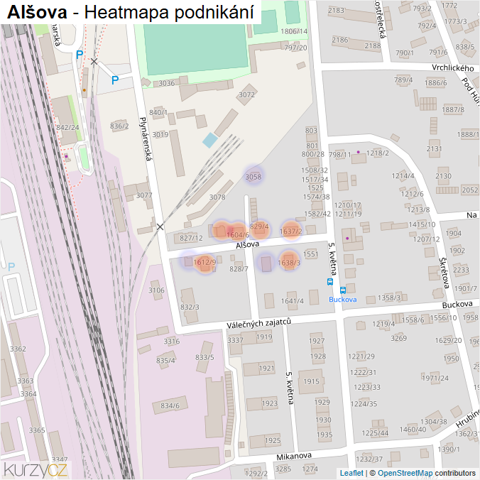Mapa Alšova - Firmy v ulici.
