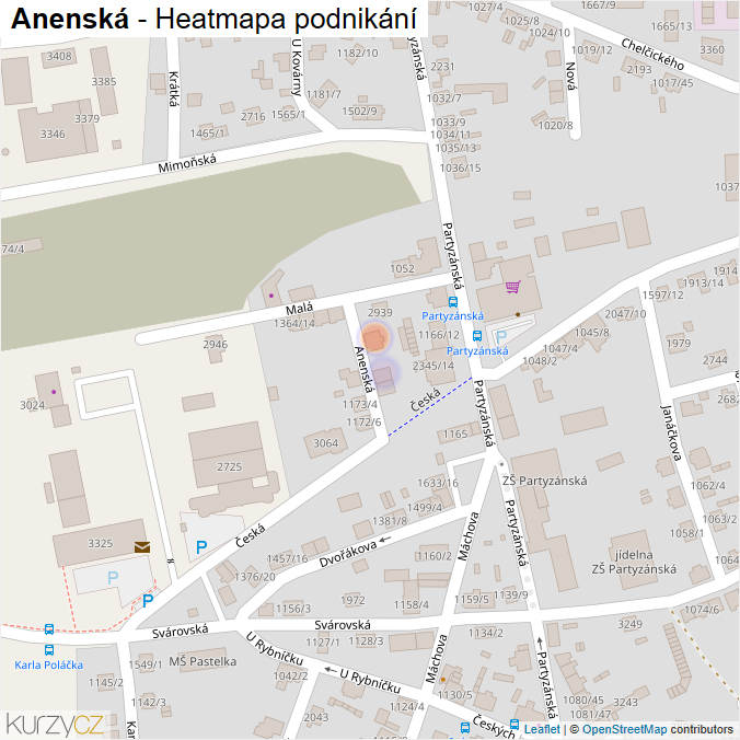 Mapa Anenská - Firmy v ulici.