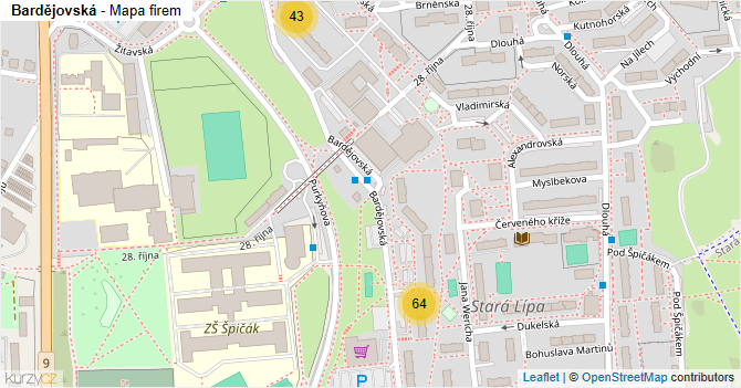 Bardějovská - mapa firem