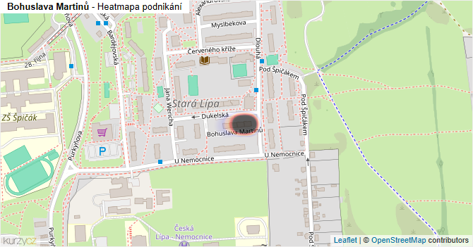 Bohuslava Martinů - mapa podnikání