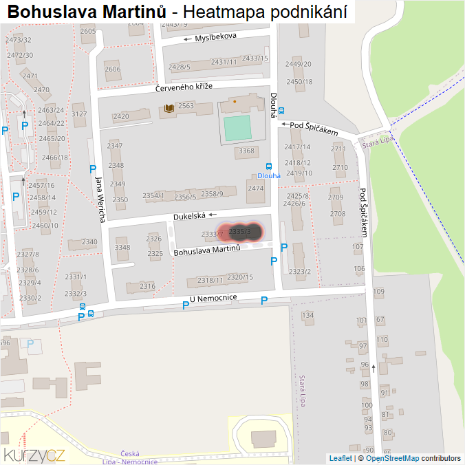 Mapa Bohuslava Martinů - Firmy v ulici.