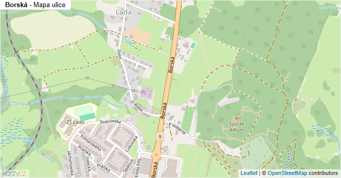 Borská - mapa ulice