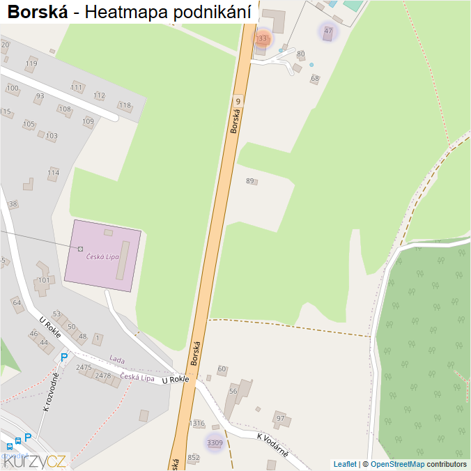 Mapa Borská - Firmy v ulici.