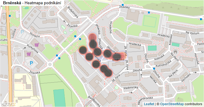 Brněnská - mapa podnikání