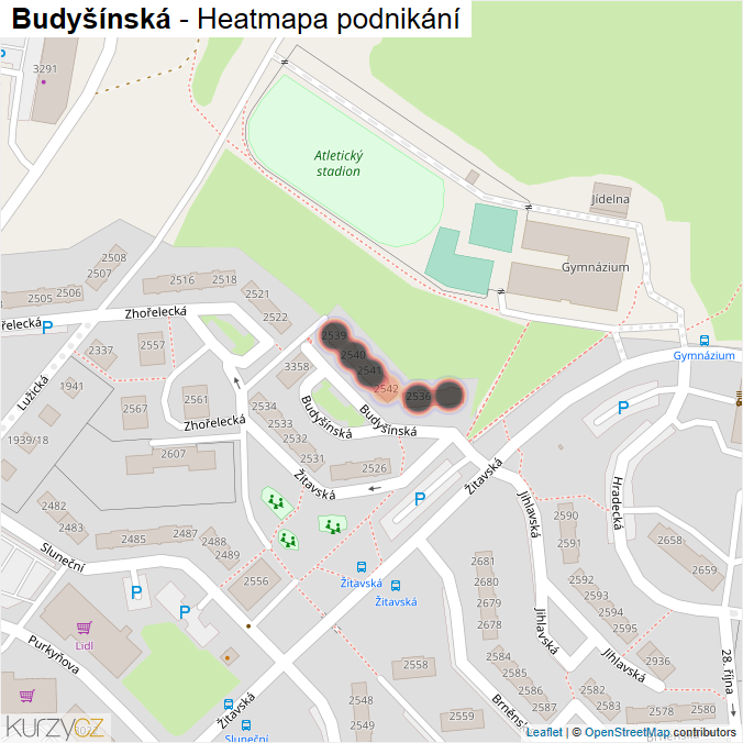 Mapa Budyšínská - Firmy v ulici.