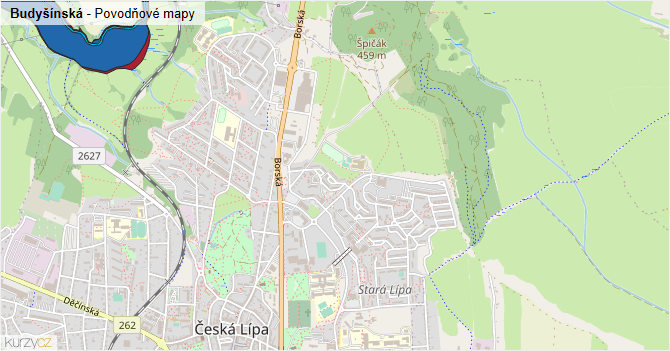 Budyšínská - záplavové mapy stoleté vody