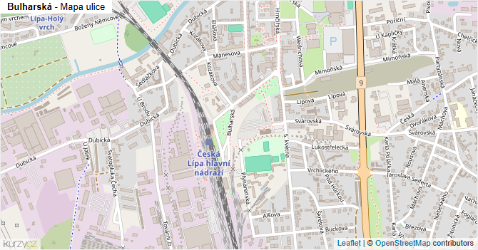 Bulharská - mapa ulice