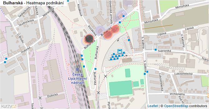Bulharská - mapa podnikání