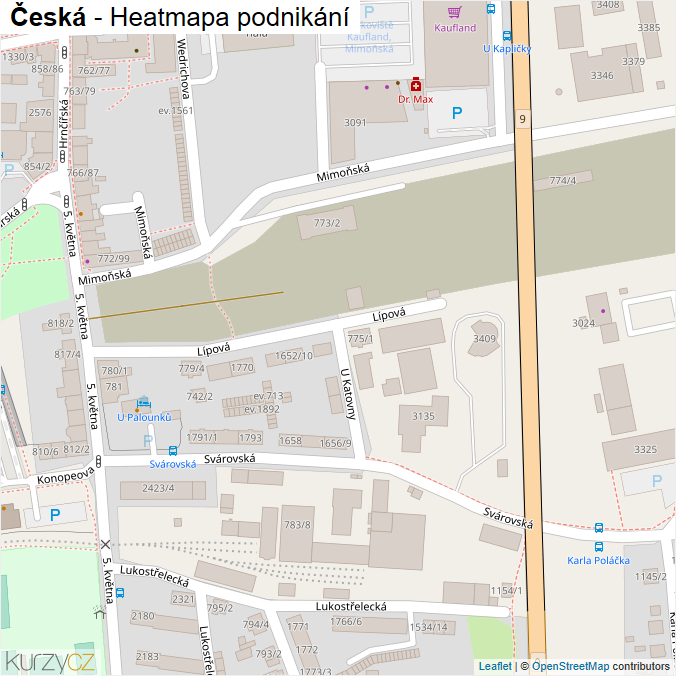 Mapa Česká - Firmy v ulici.