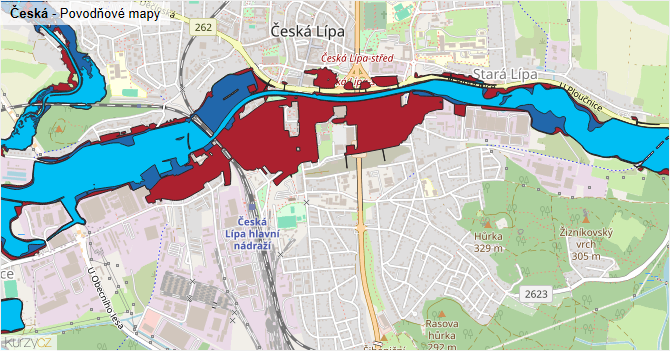 Česká - záplavové mapy stoleté vody