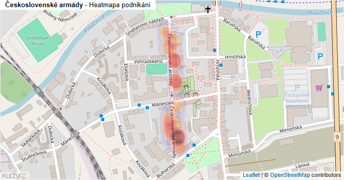 Československé armády - mapa podnikání