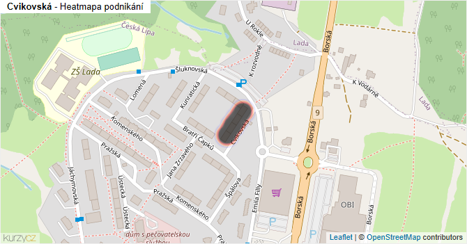 Cvikovská - mapa podnikání