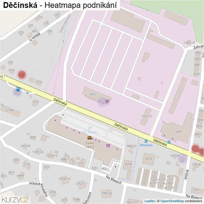 Mapa Děčínská - Firmy v ulici.