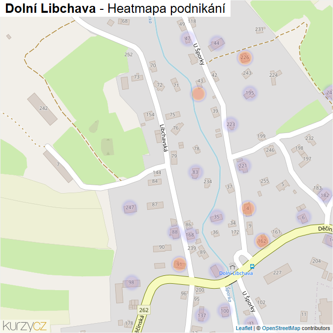 Mapa Dolní Libchava - Firmy v části obce.